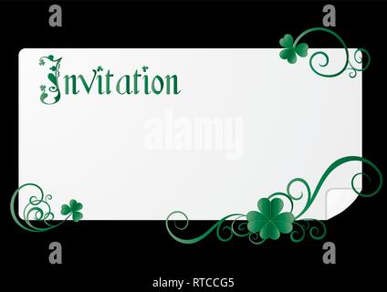 St. Patrick`s day invitation on black background, vector illustration Stock Vector